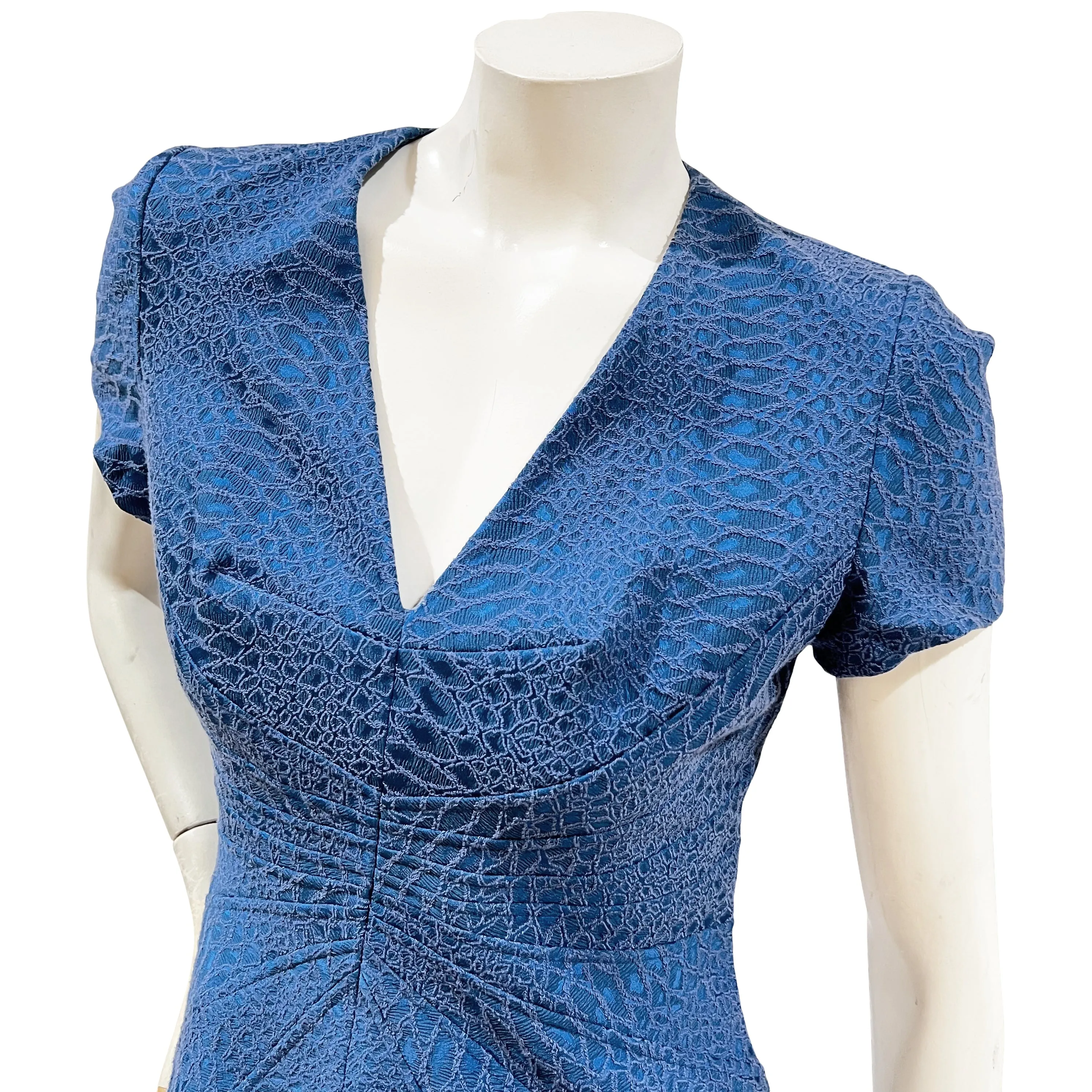 Blue Reptile Textured Sheath Dress