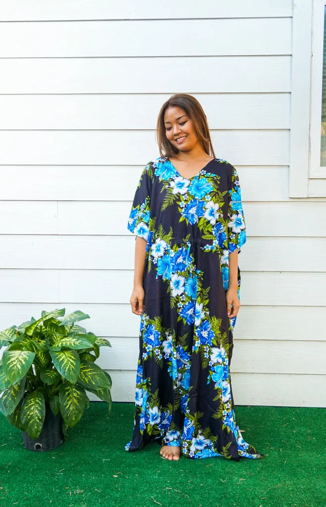 Blue Twine Hibiscus Kaftan