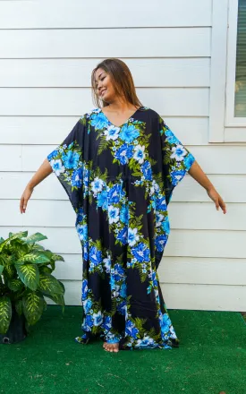 Blue Twine Hibiscus Kaftan