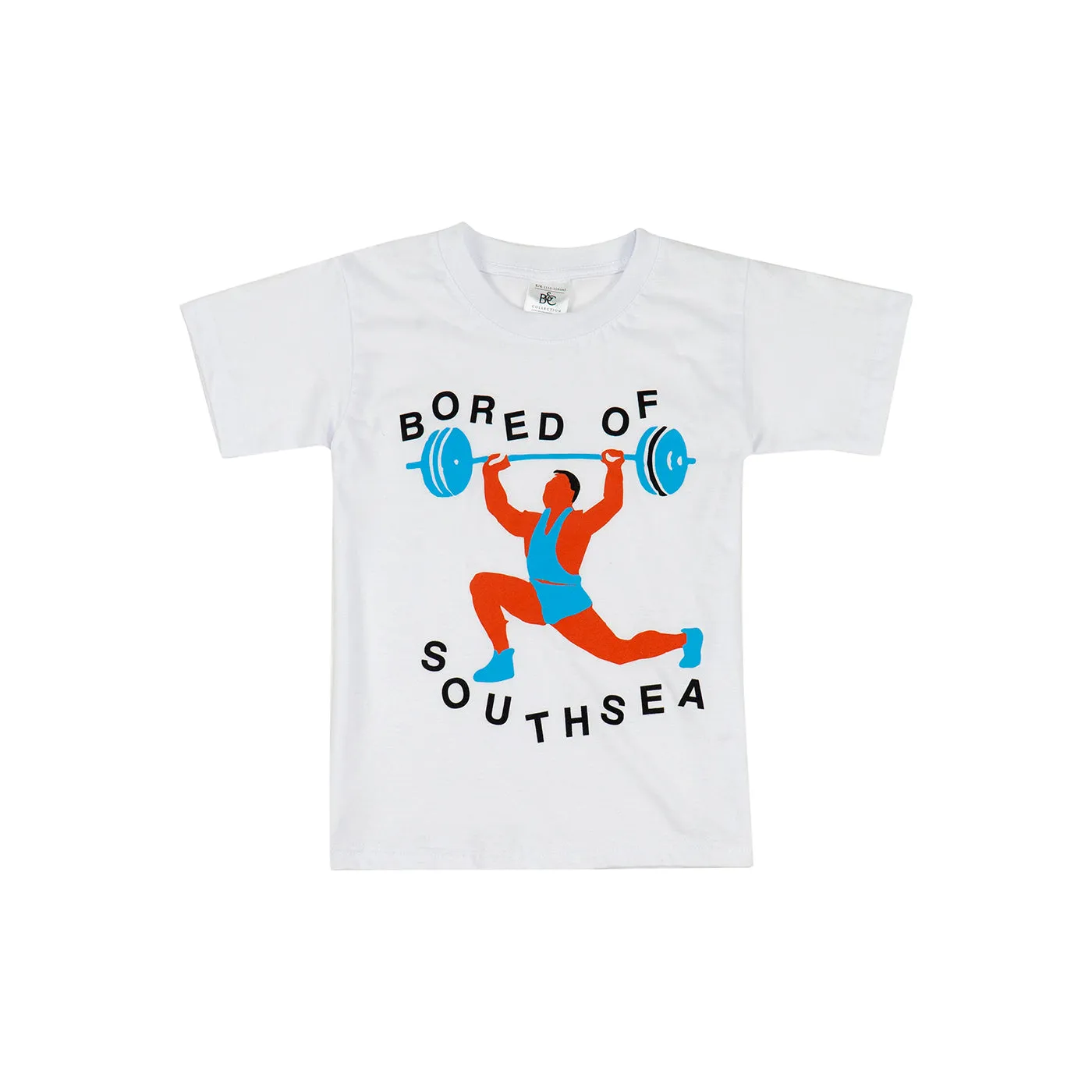 Bored of Southsea Weightlifter Kids T Shirt - White