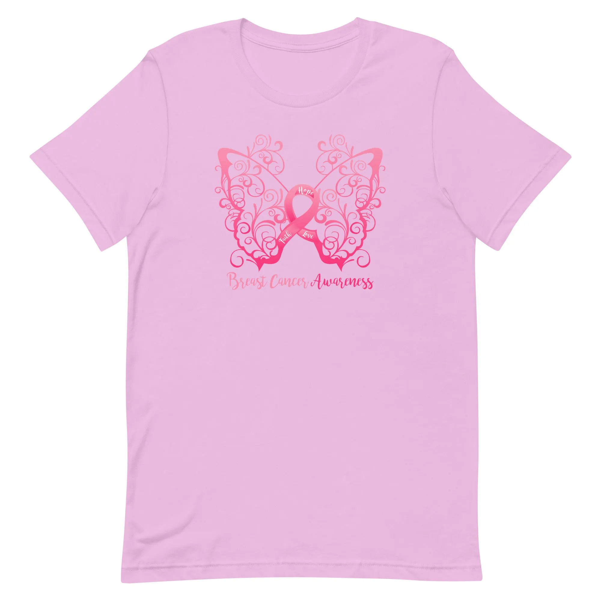 Breast Cancer Awareness Filigree Butterfly T-Shirt - Light Colors