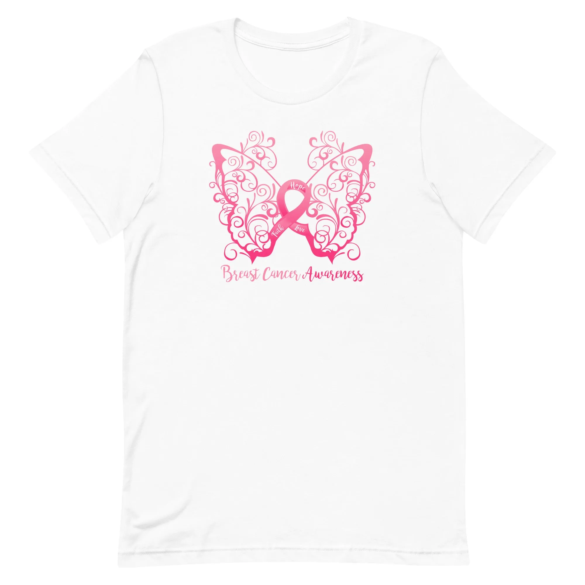 Breast Cancer Awareness Filigree Butterfly T-Shirt - Light Colors