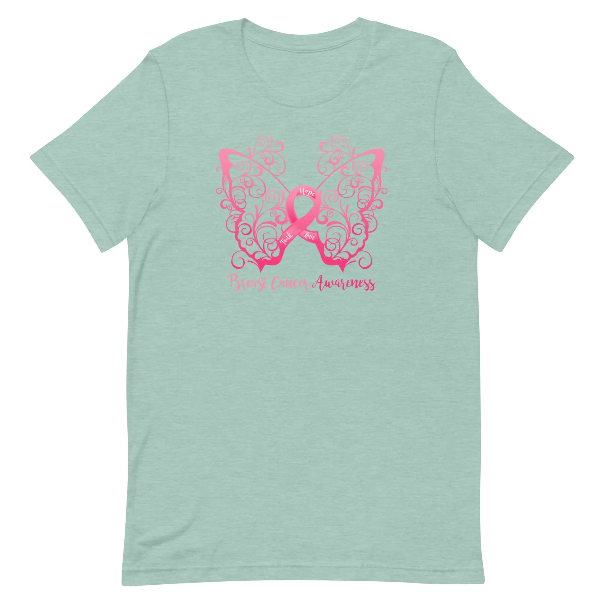 Breast Cancer Awareness Filigree Butterfly T-Shirt - Light Colors