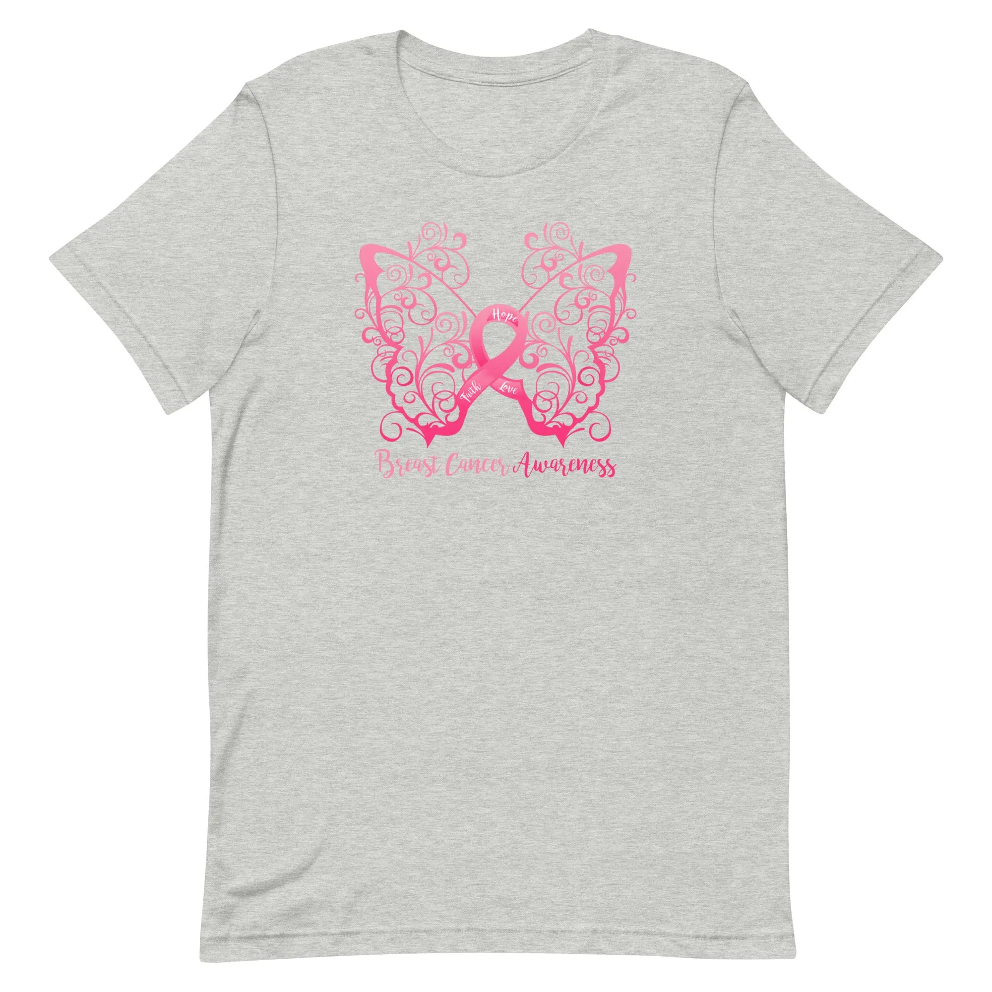 Breast Cancer Awareness Filigree Butterfly T-Shirt - Light Colors