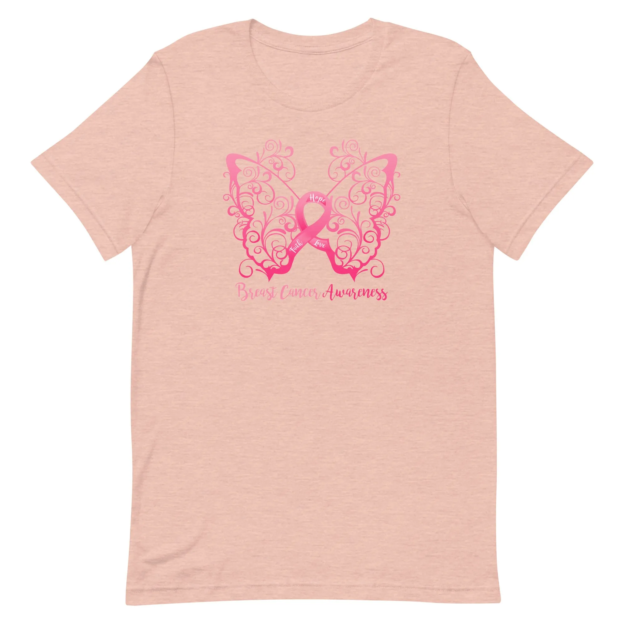 Breast Cancer Awareness Filigree Butterfly T-Shirt - Light Colors