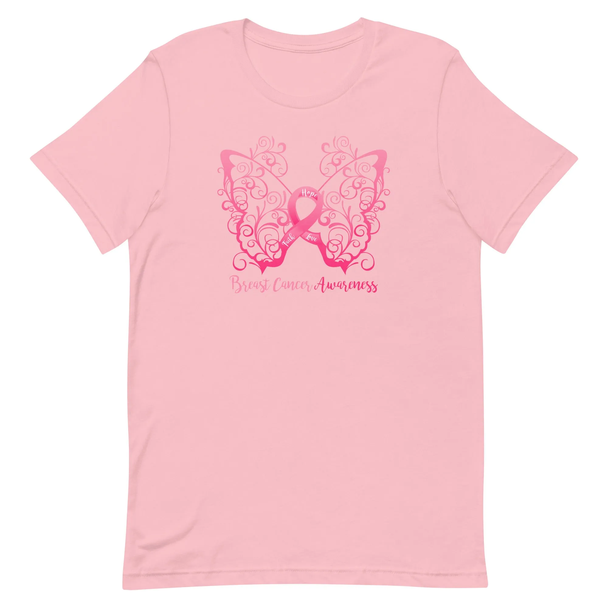 Breast Cancer Awareness Filigree Butterfly T-Shirt - Light Colors