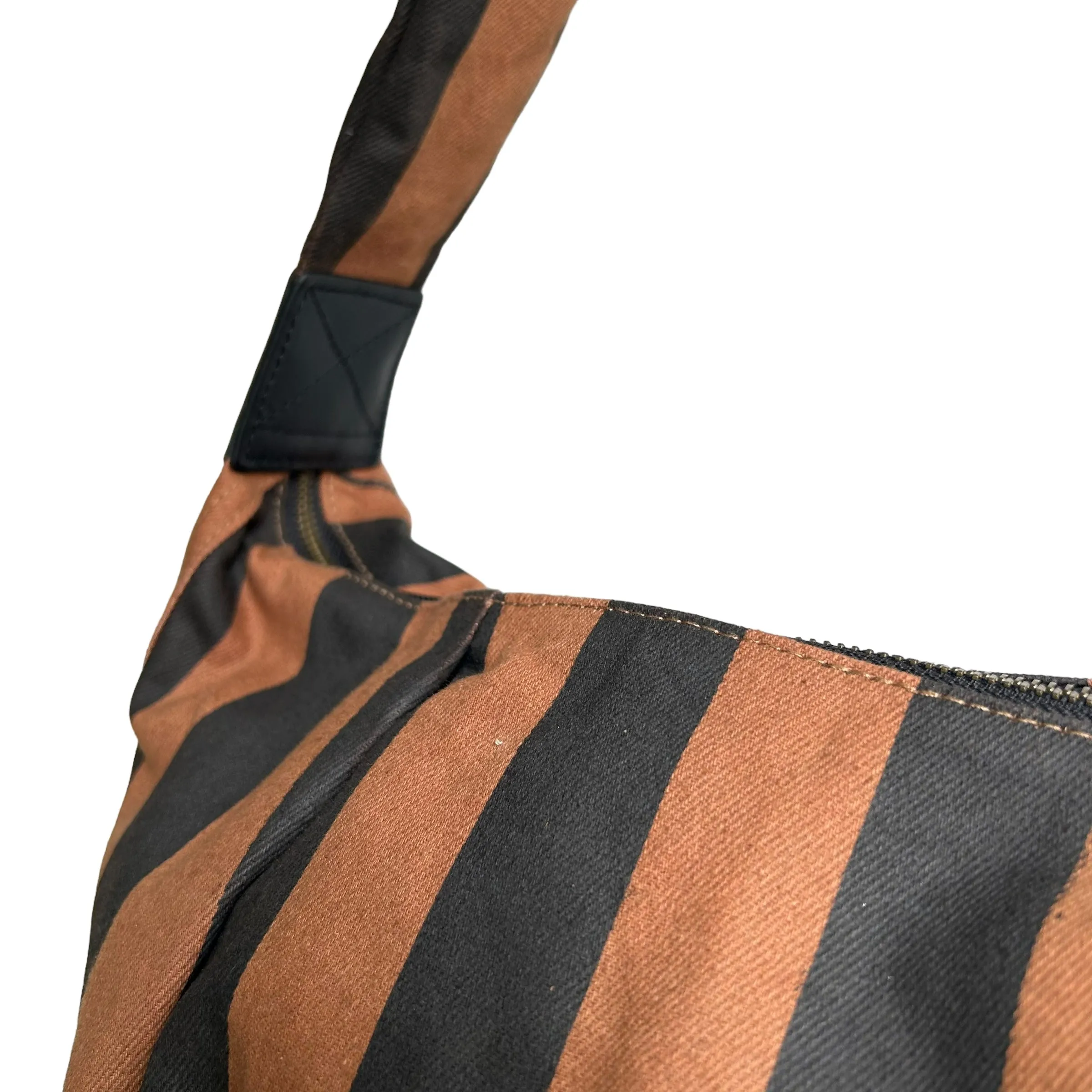 Brixton cross body sling bag - brown & black stripe - large