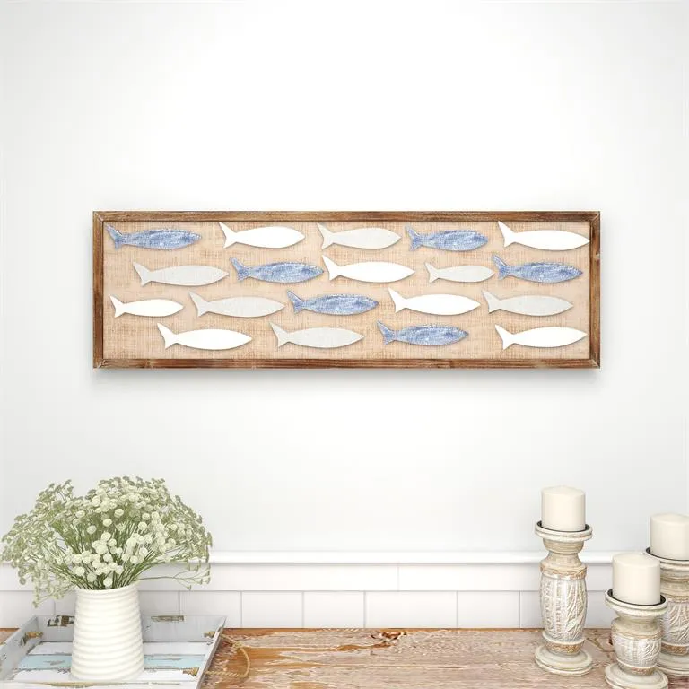 BROWN WOOD FISH WALL DECOR