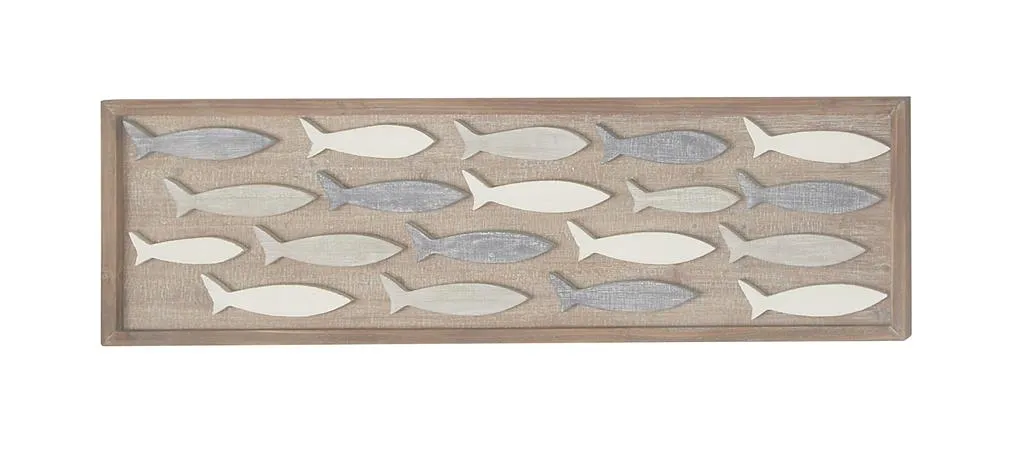 BROWN WOOD FISH WALL DECOR