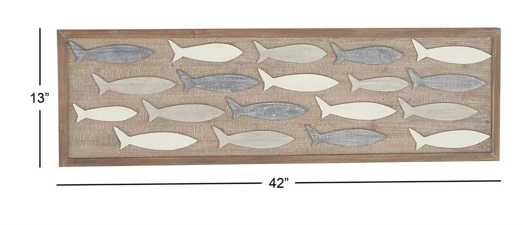 BROWN WOOD FISH WALL DECOR