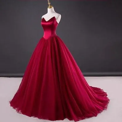 Burgundy Prom Dress, Evening Dress ,Winter Formal Dress, Pageant Dance Dresses, Graduation School Party Gown, PC0211