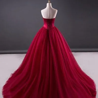 Burgundy Prom Dress, Evening Dress ,Winter Formal Dress, Pageant Dance Dresses, Graduation School Party Gown, PC0211