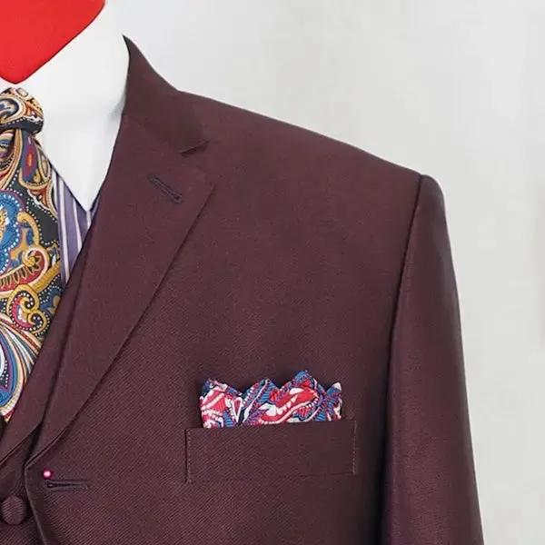 Burgundy Tonic 3 Piece Suit Wedding