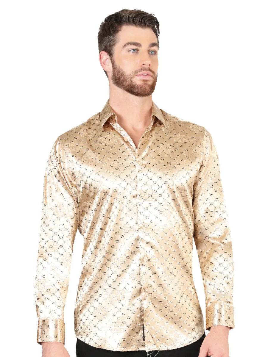 Camisa Casual Manga Larga Estampada Beige para Hombre 'El Señor de los Cielos' - ID: 44547