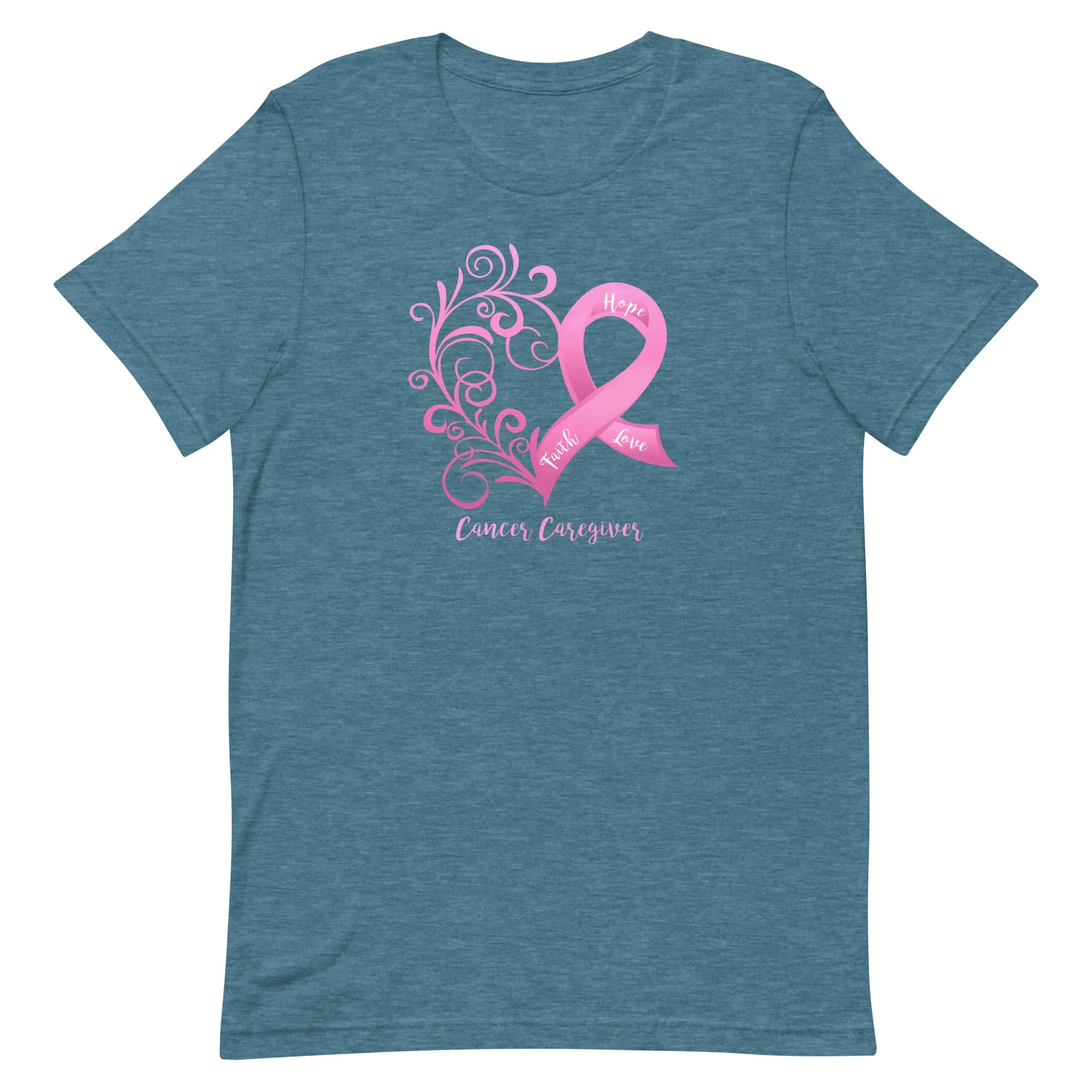 Cancer Caregiver Heart T-Shirt - Dark Colors