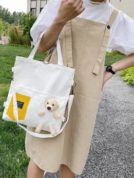 Cartoon Bear Decor Canvas Tote Bag