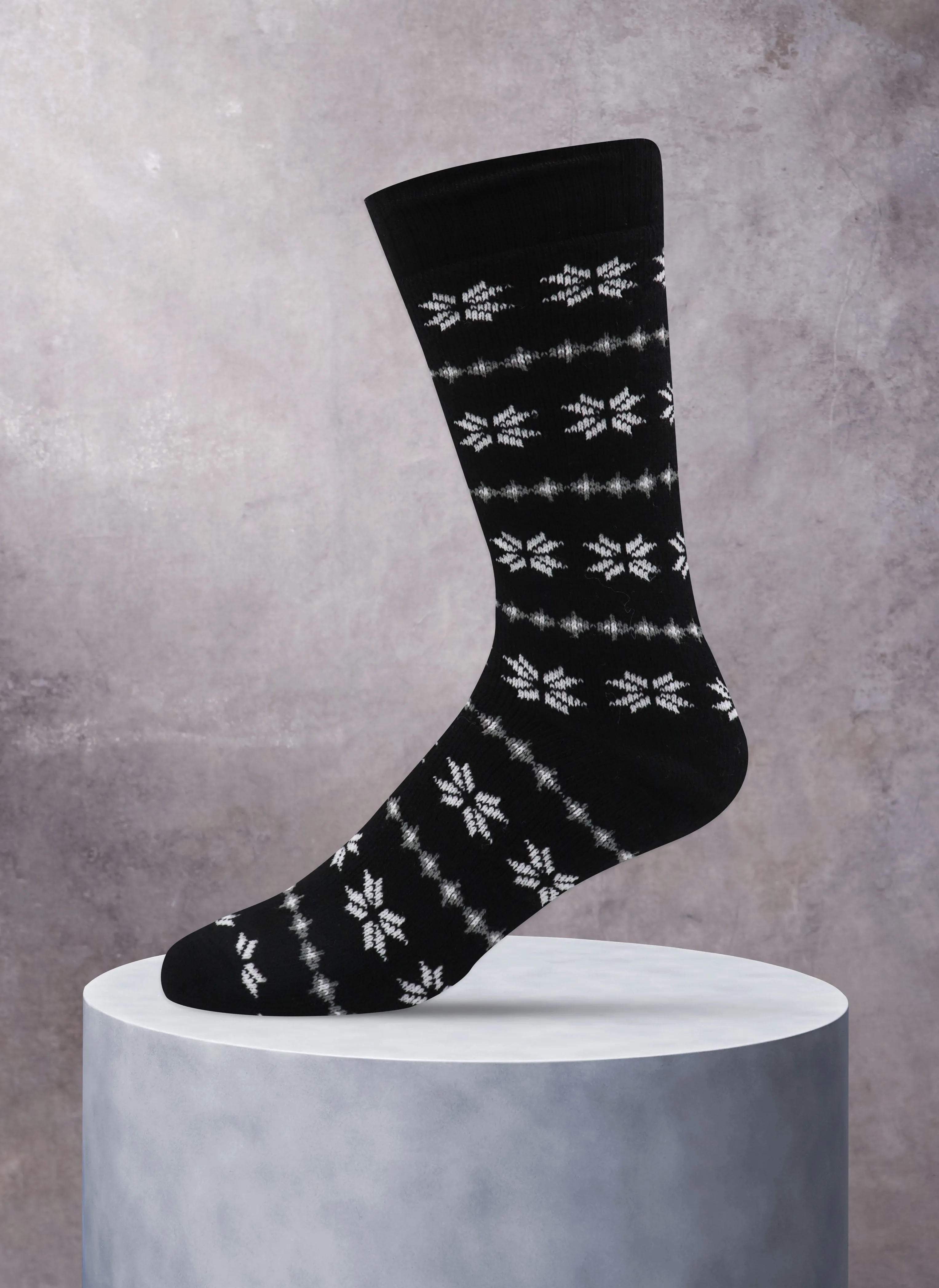 Cashmere Large Fairisle Boot Sock in Black