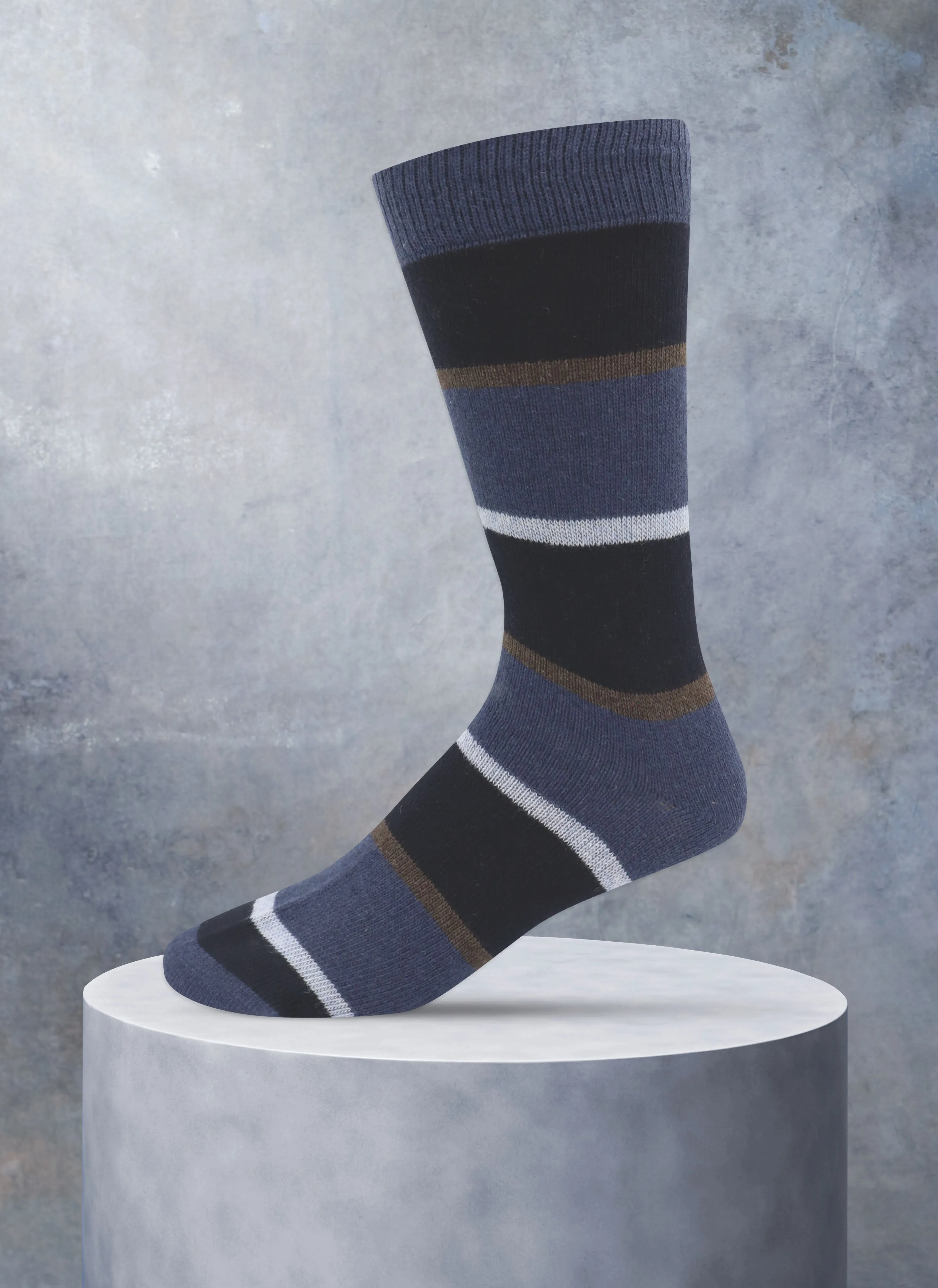 Cashmere Stripe Boot Sock in Denim