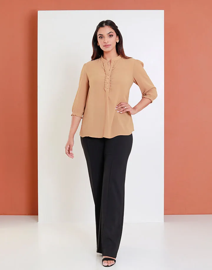 Chinese Collared Top with ¾ Sleeves