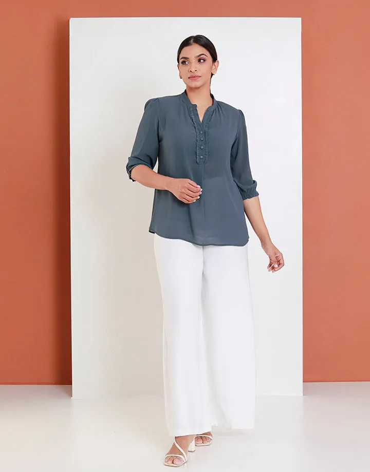 Chinese Collared Top with ¾ Sleeves