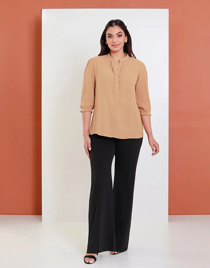 Chinese Collared Top with ¾ Sleeves