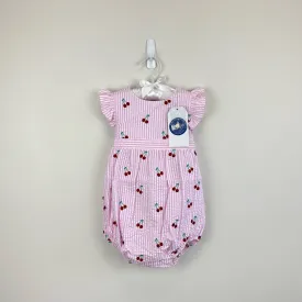 Classic Prep Childrenswear Beatrice Bubble Pink Stripe Cherries 18-24 Months NWT