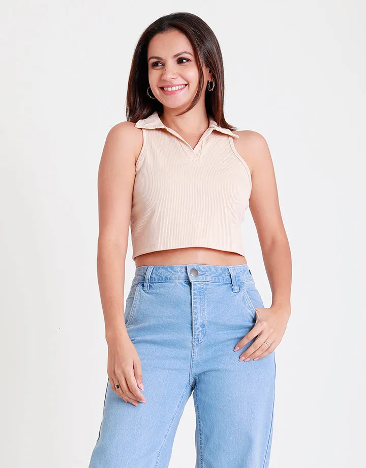 Collared Crop Top