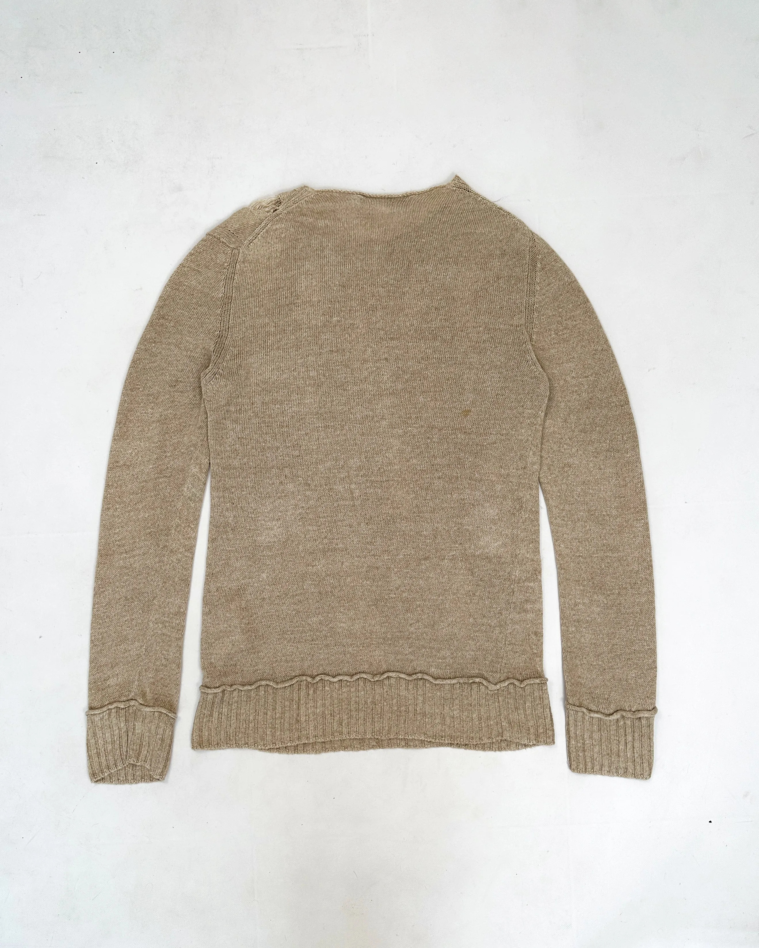 Comme Des Garçons Shirt Linen Destroyed Beige Knit 2017