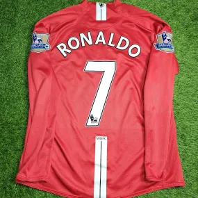 Cristiano Ronaldo Manchester United 2007 2008 Home Long Sleeve Soccer Jersey Shirt L SKU# 237925-666