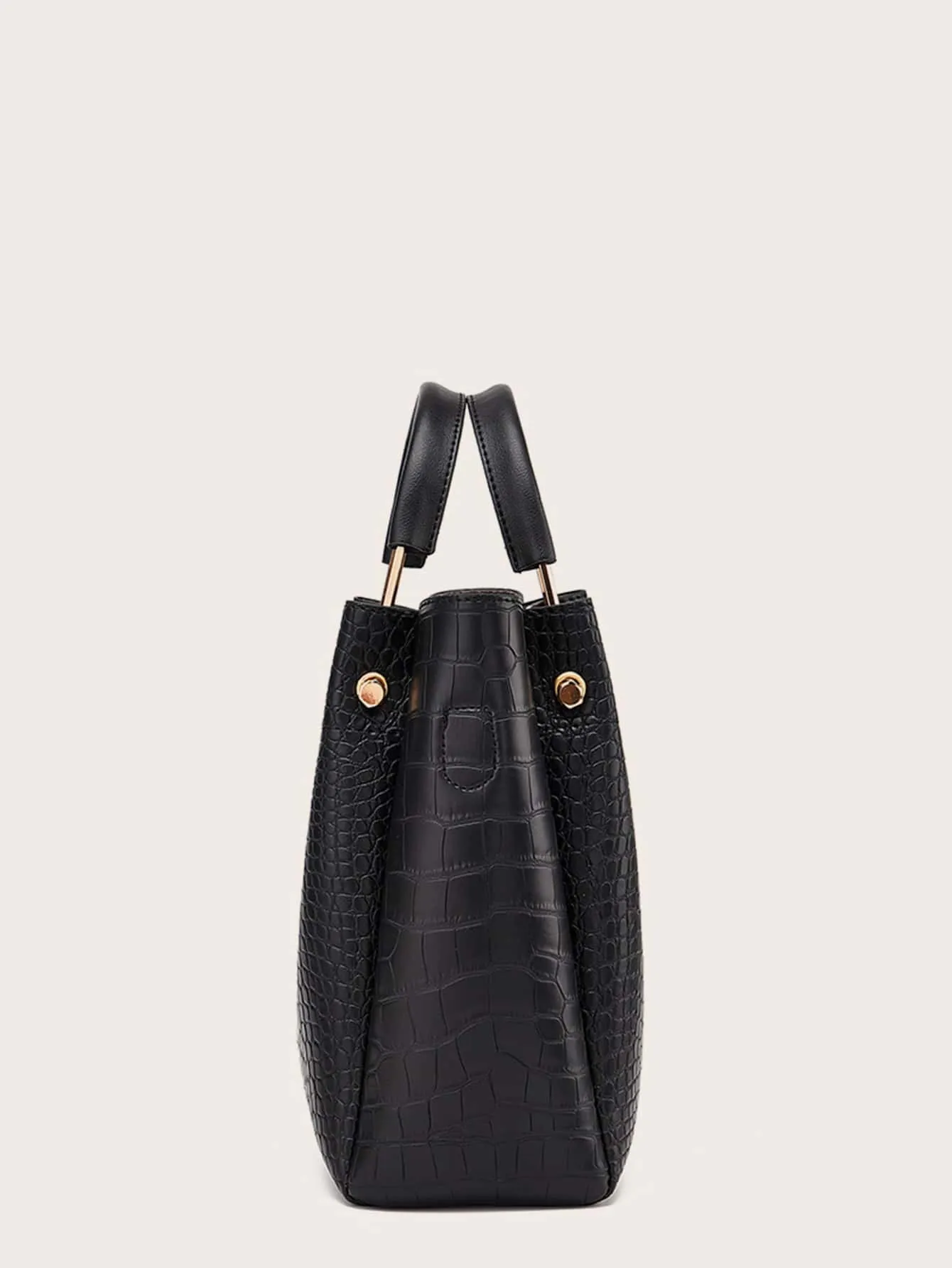 Croc Embossed Tote Bag With Crossbody Bag