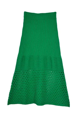 Crocheted Knit Skirt - Green