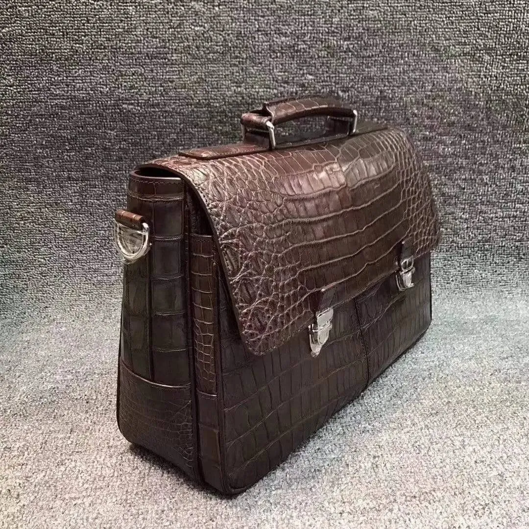 Crocodile Belly Leather Lock  Briefcase