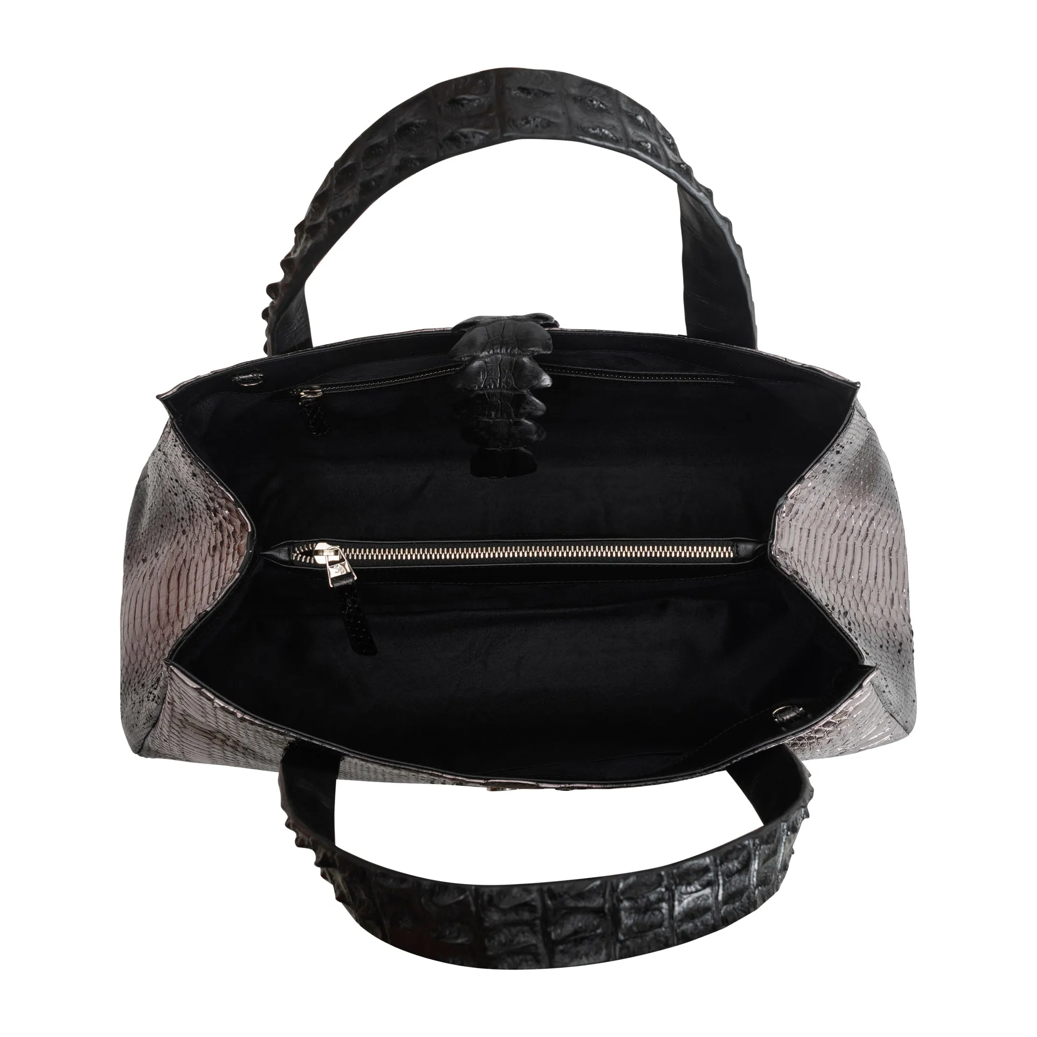 Crocodile   Python Tote Bag - Black