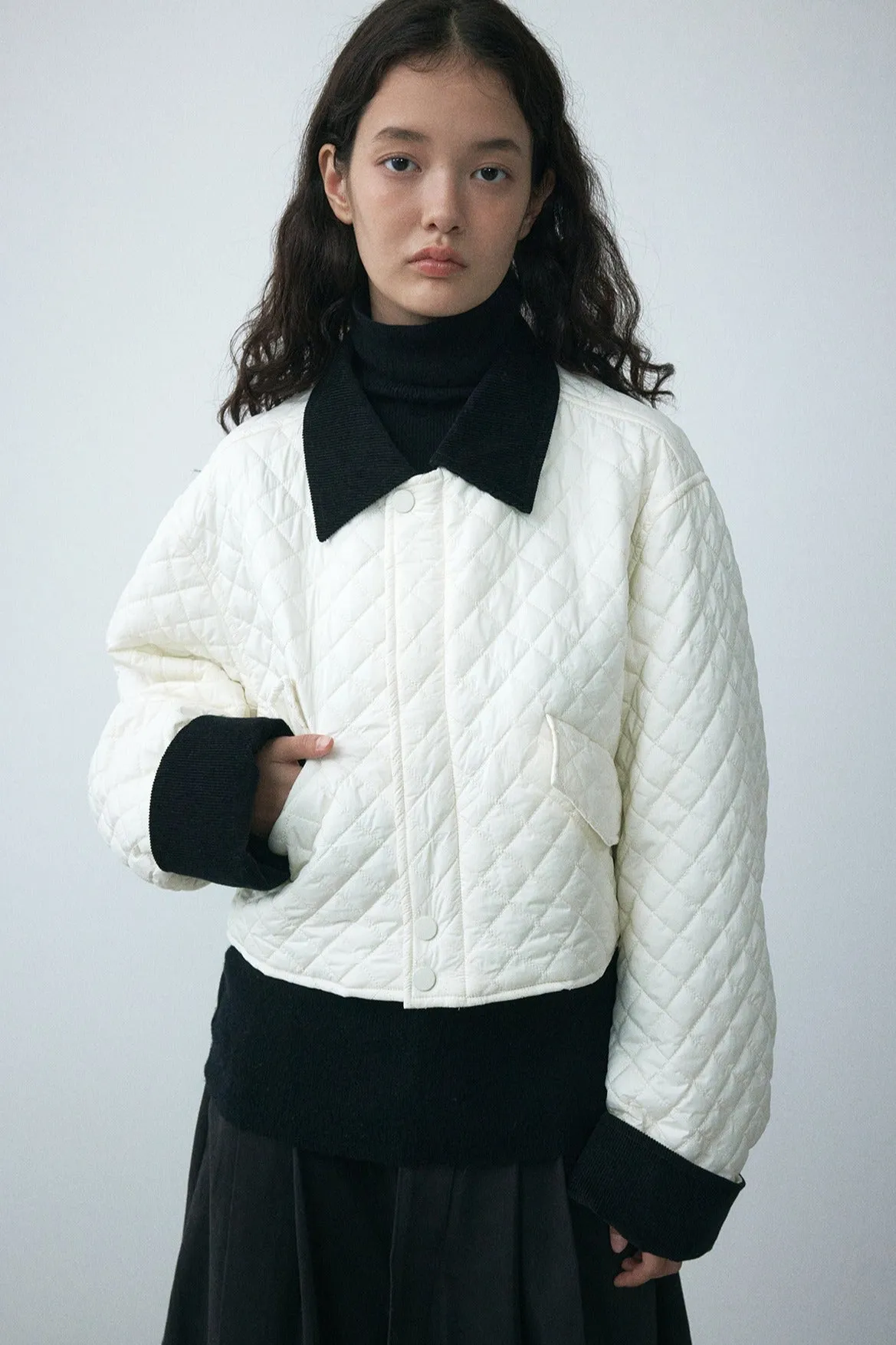 Cropped quilted padded jacket | 4 color