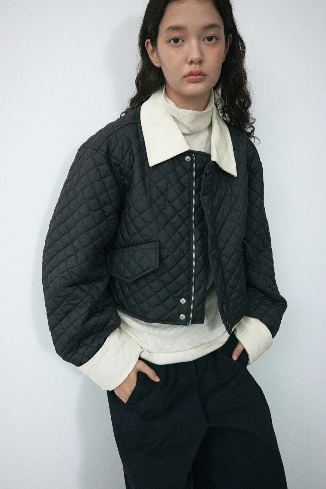 Cropped quilted padded jacket | 4 color