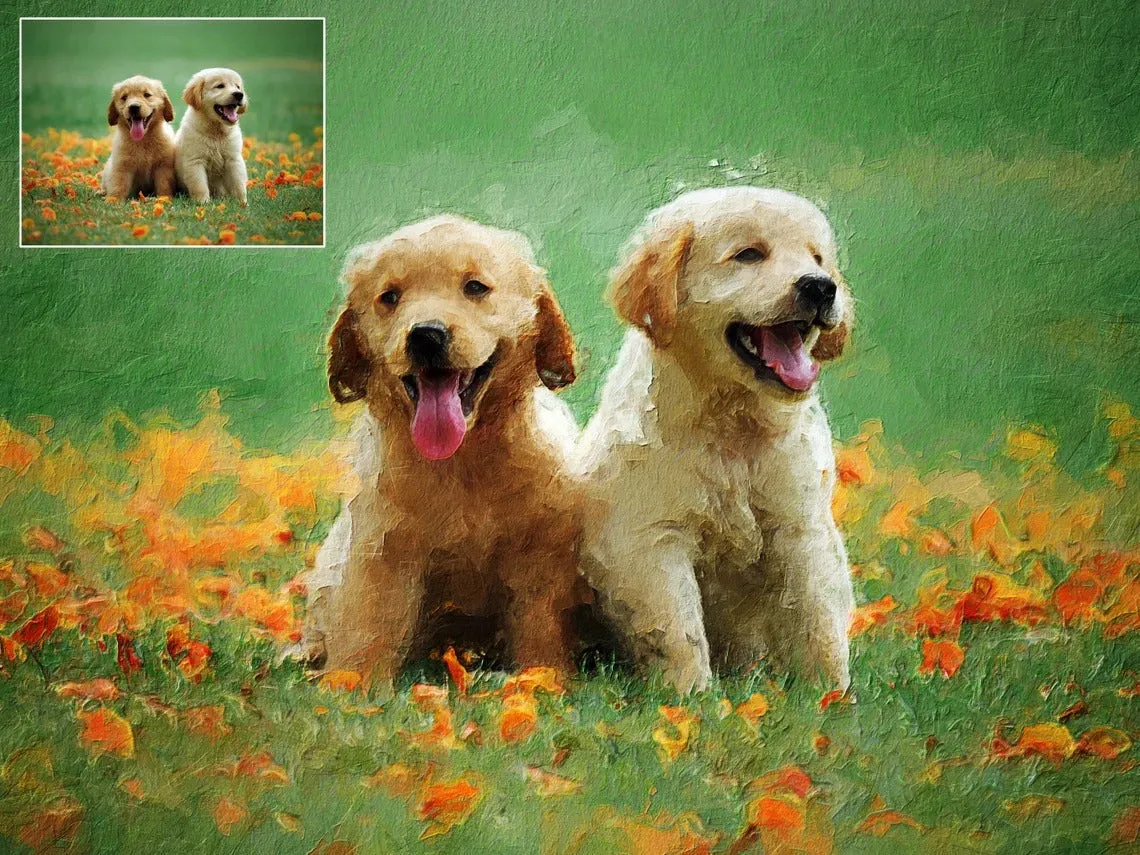 Custom Oil Painting Portraits from Your Photos - Family & Pets#1