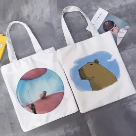 Cute Capybara Reusable Canvas Tote Bag