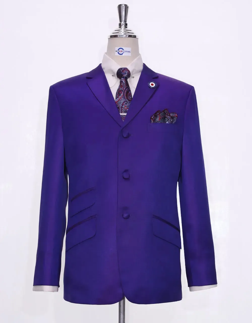 Dark Purple and Red Two Tone Suit