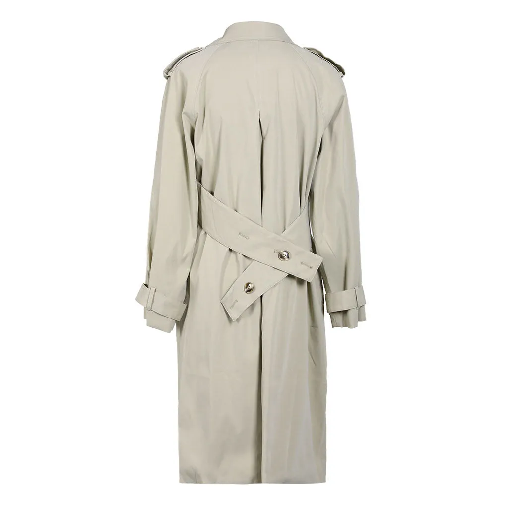 Deconstructed Crossed Front Collared Double Breasted Long Sleeve Trench Coat