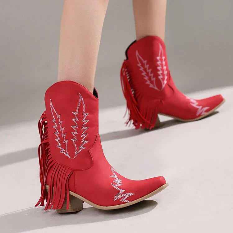 Disco Cowgirl Fringe Ankle Boots