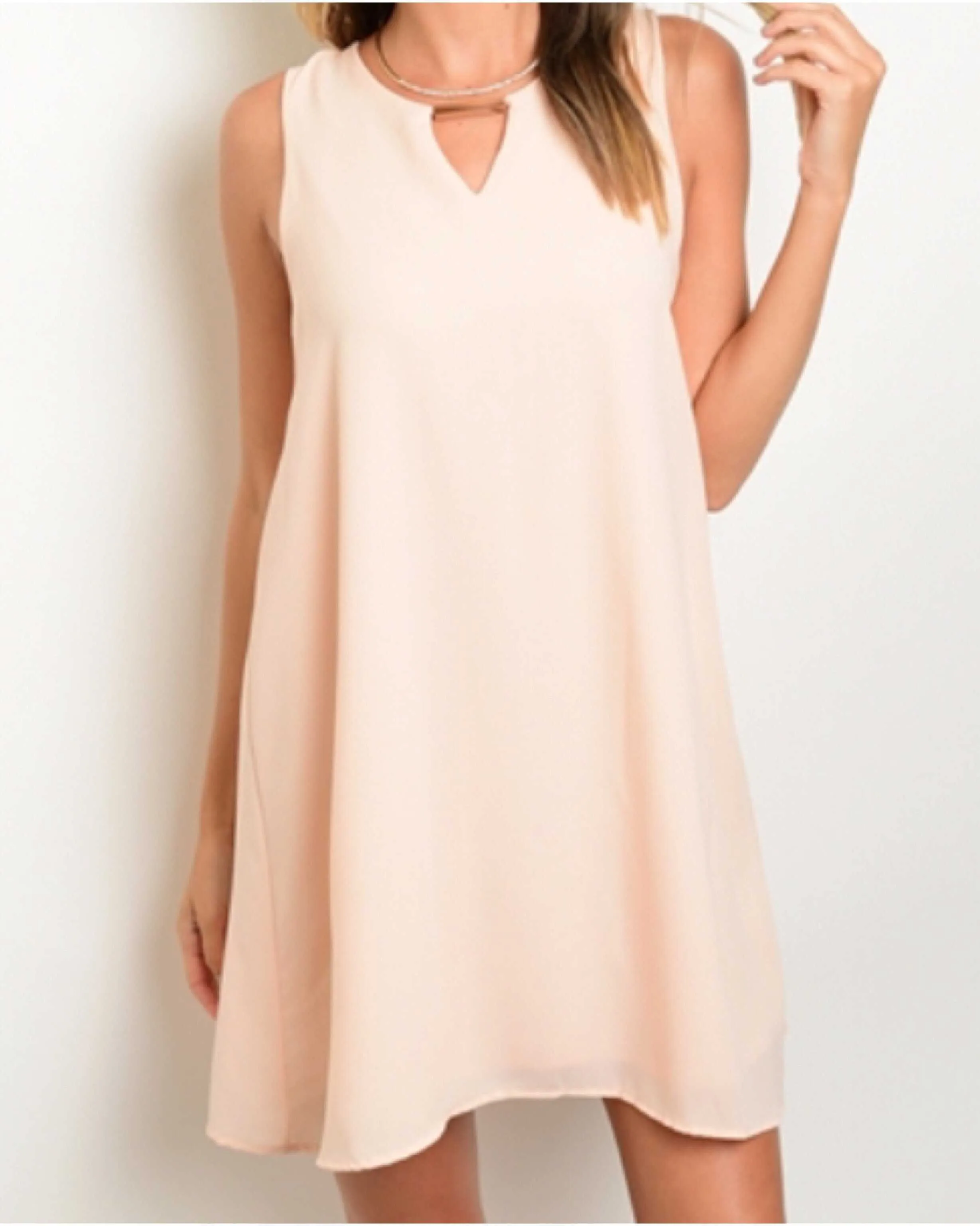 Dreamsicle Peach Solid Key-hole Shift Dress