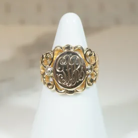 Elaborate Diamond-Set Edwardian Signet Ring