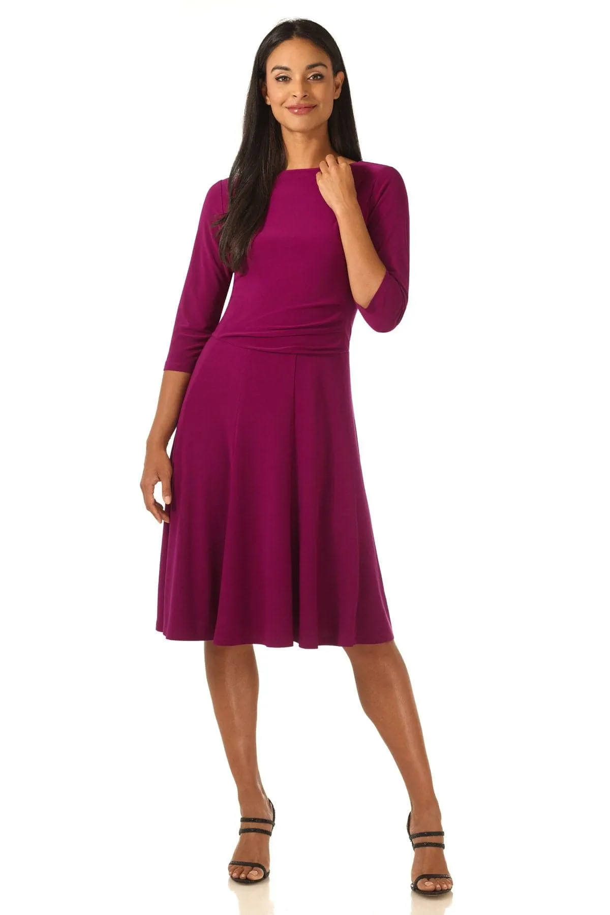 Flared Business Dress with 3/4 Sleeves