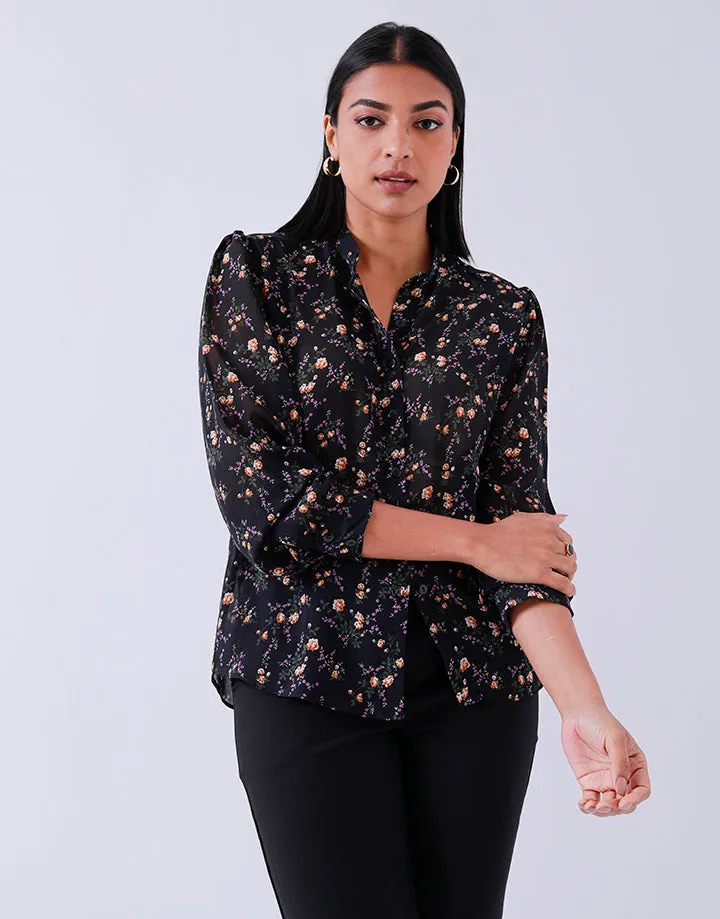 Floral Print Long Sleeves Blouse