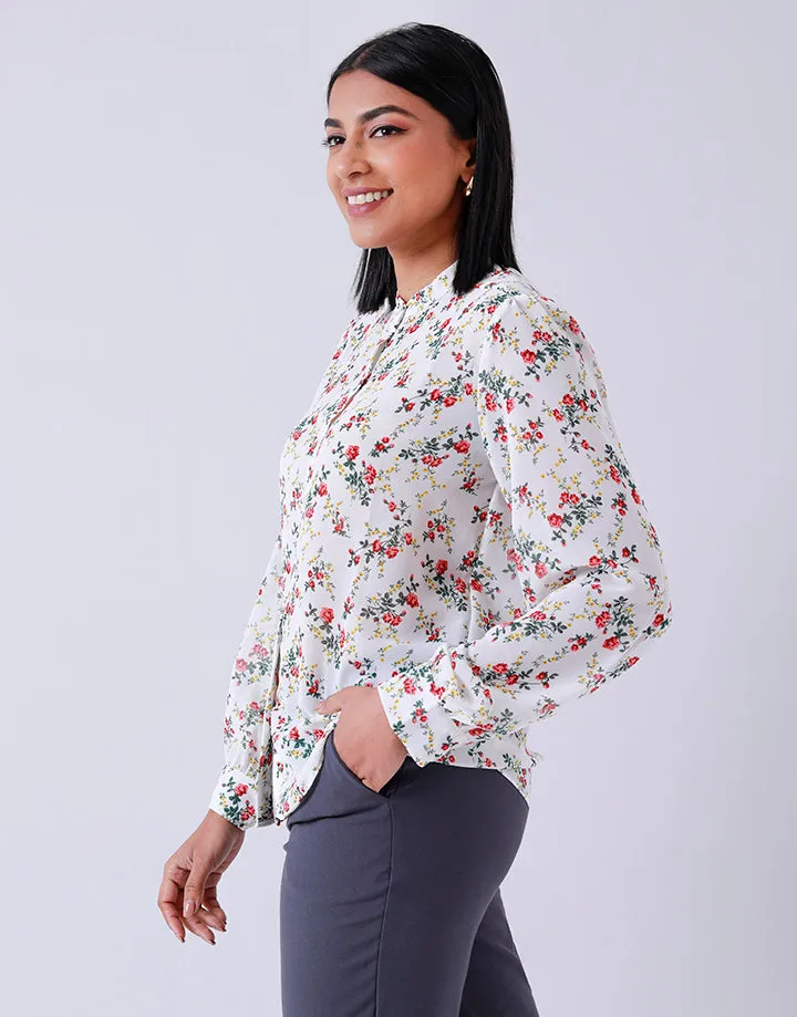 Floral Print Long Sleeves Blouse