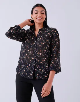 Floral Print Long Sleeves Blouse