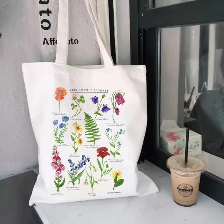 Flowers Nature Reusable Canvas Tote Bag