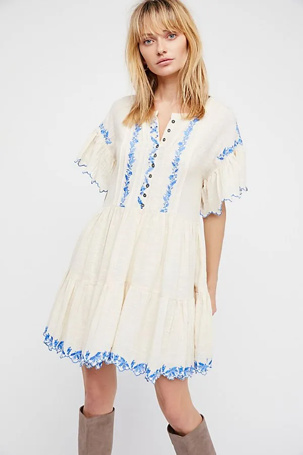 FREE PEOPLE Santiago Embroidered Mini Endless Summer Dress