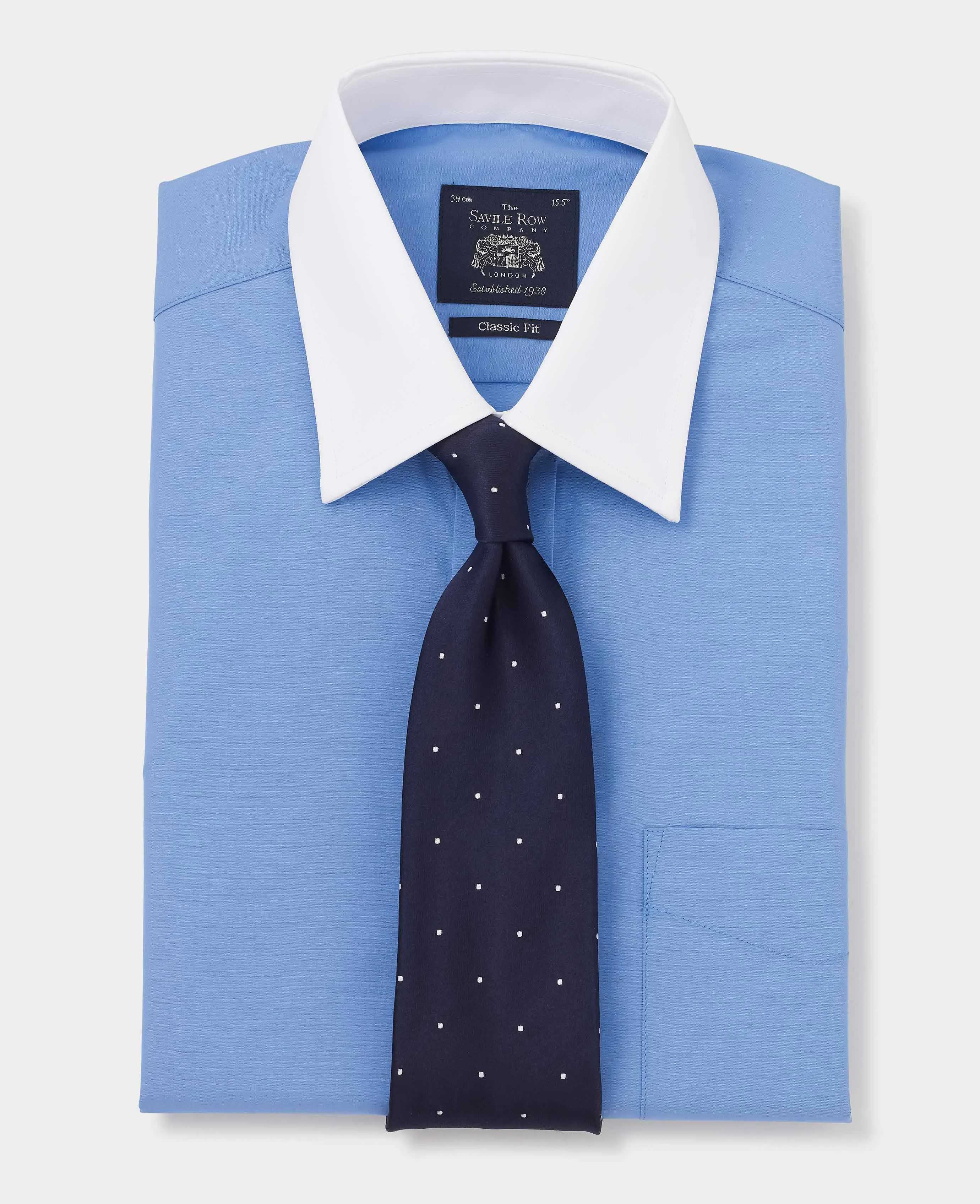 French Blue Classic Fit Formal Shirt With White Collar & Cuffs