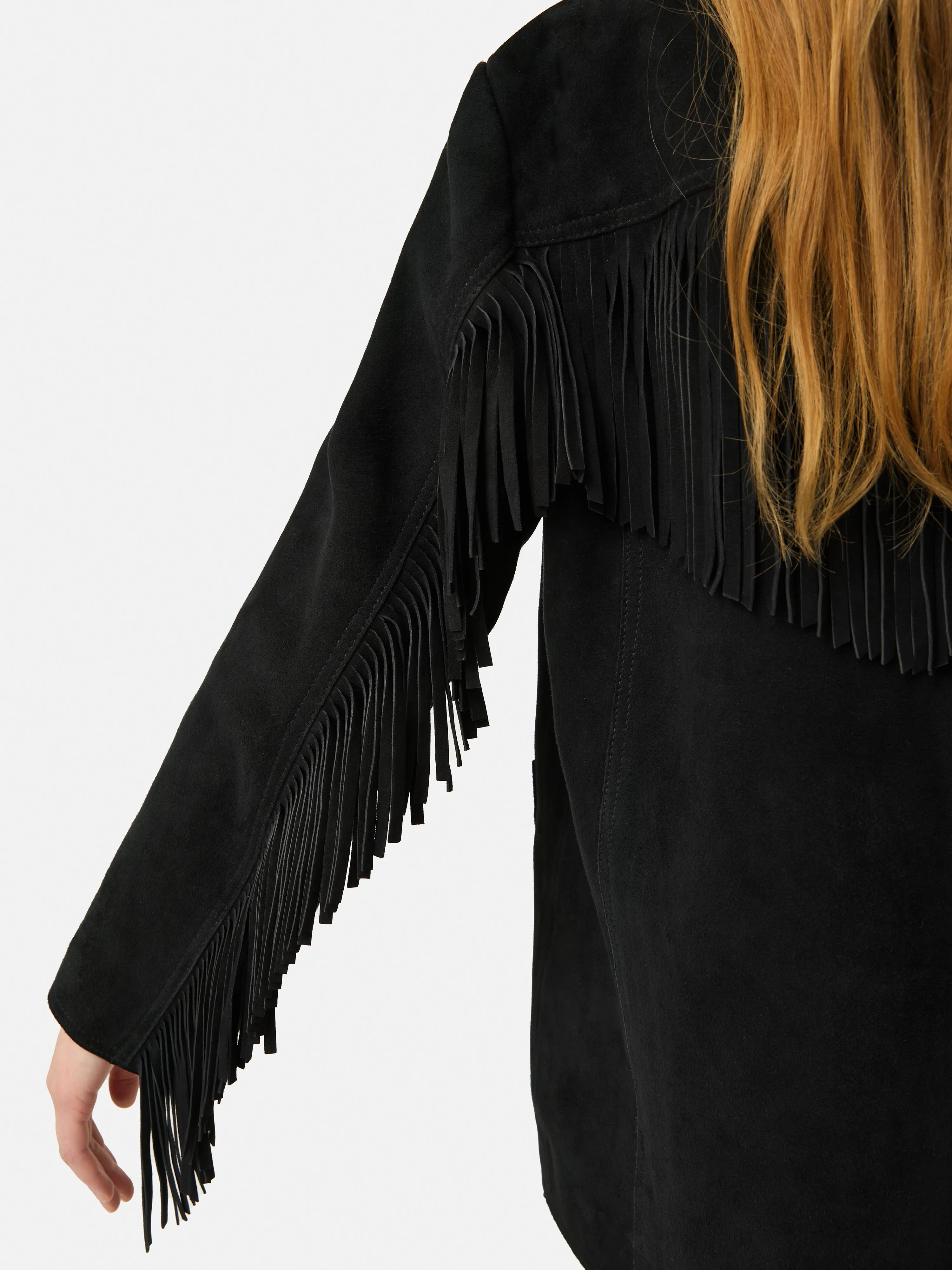 Fringed Suede Jacket | Black